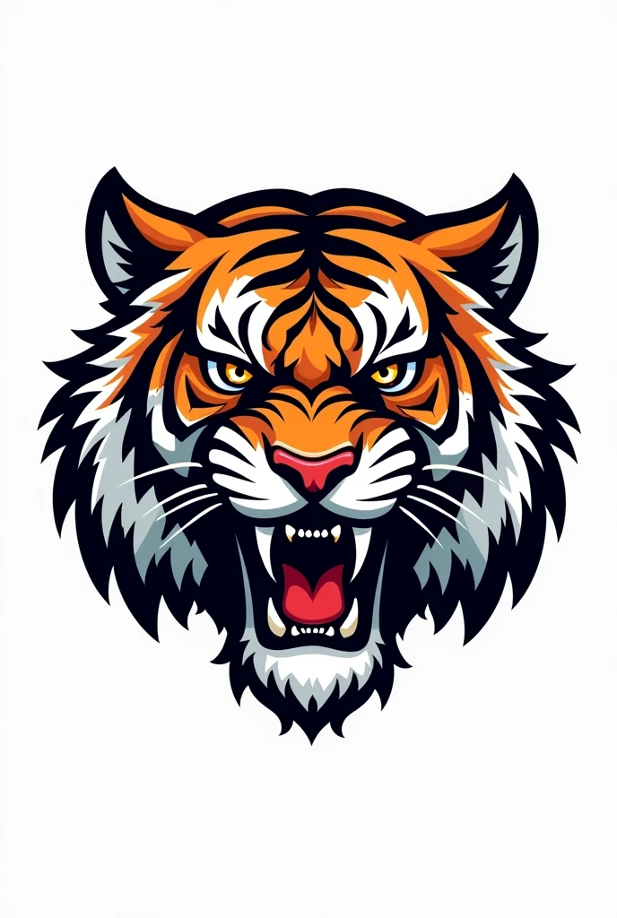 Make a tiger's head , in the style of a football game , being a mascot of an interclass , num fundo branco