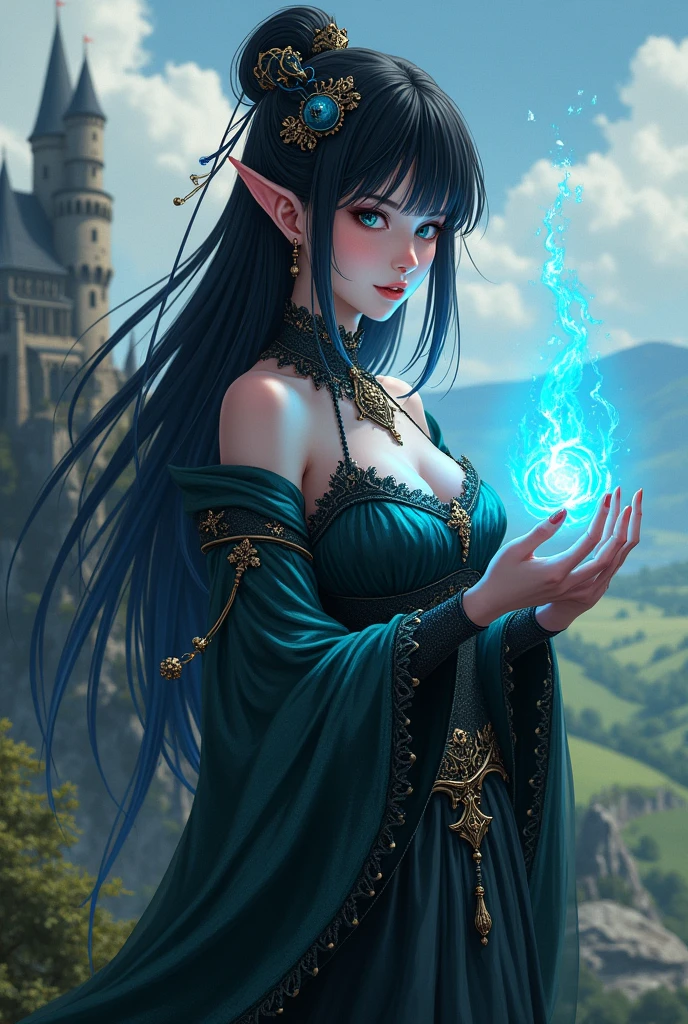 Fantasy Character. witch woman, with anime style medieval times.