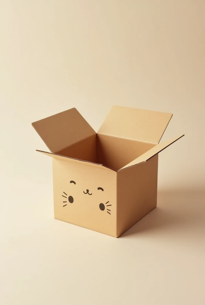 make an open cardboard box, for an e-commerce logo, minimalist design, catunized
