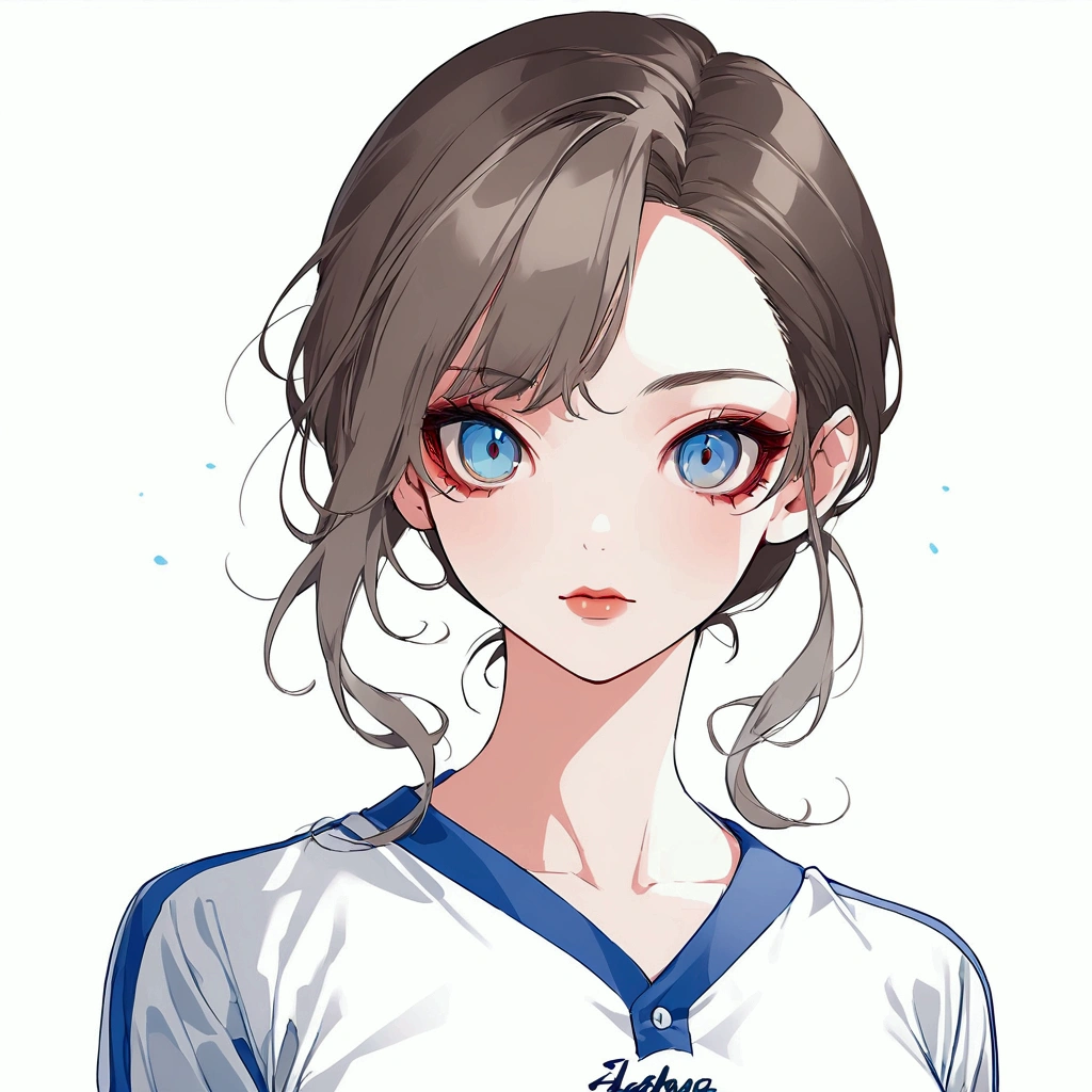 
Flat colors, portrait,  girl baseball
