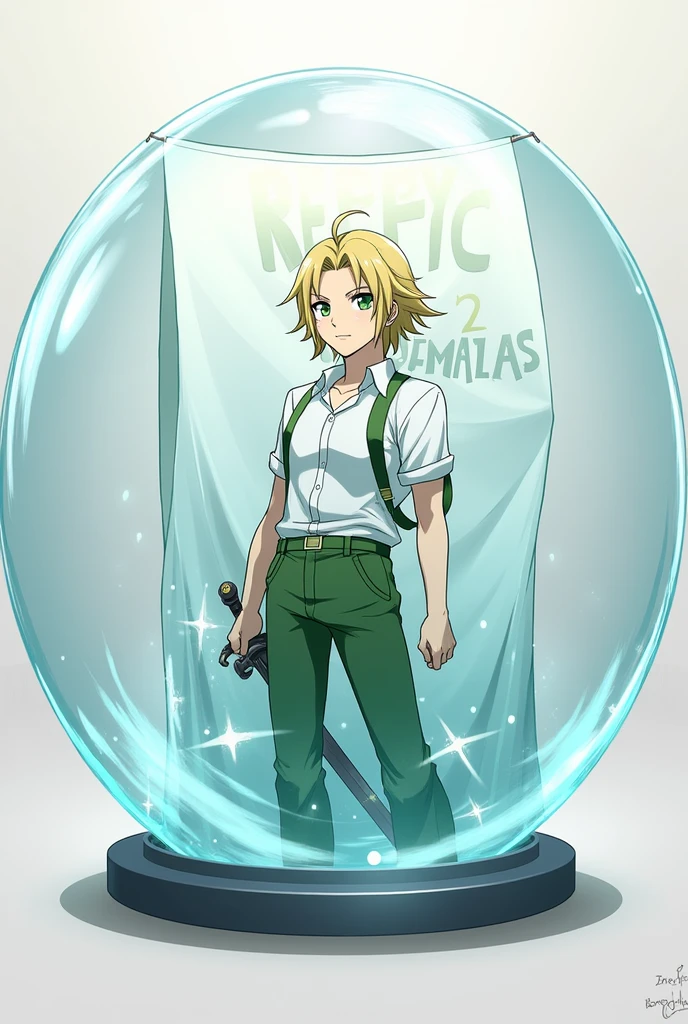 create a banner inside a transparent bubble with meliodas inside