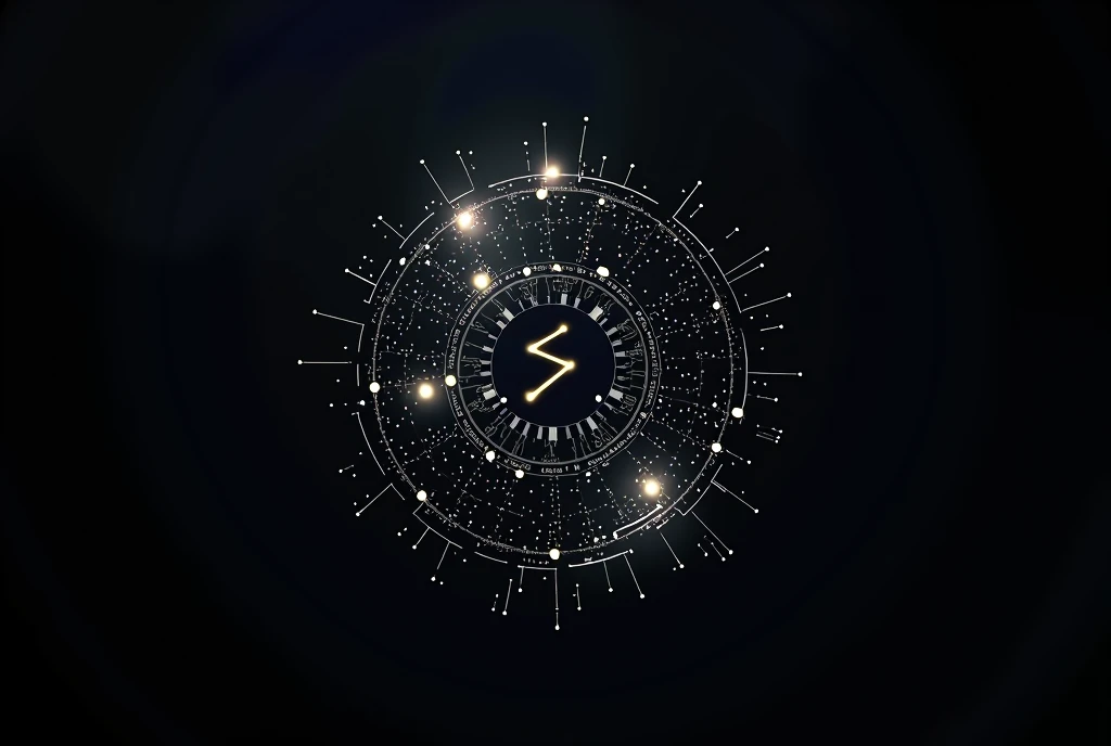Electrical engineering symbol with black background with molecules around