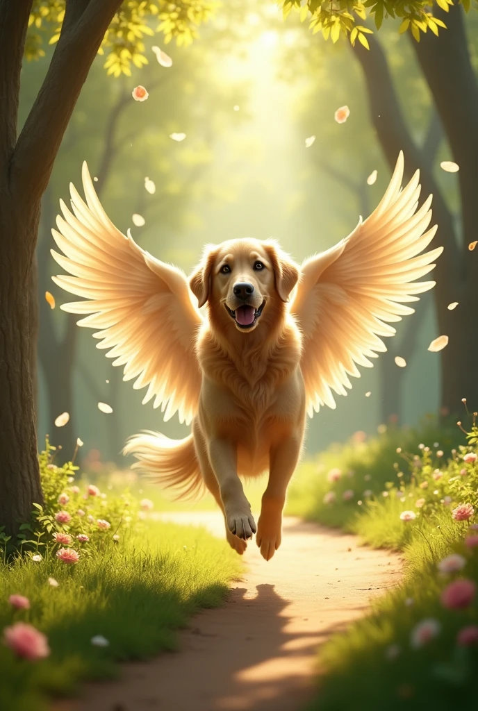 Dog with wings in the park





