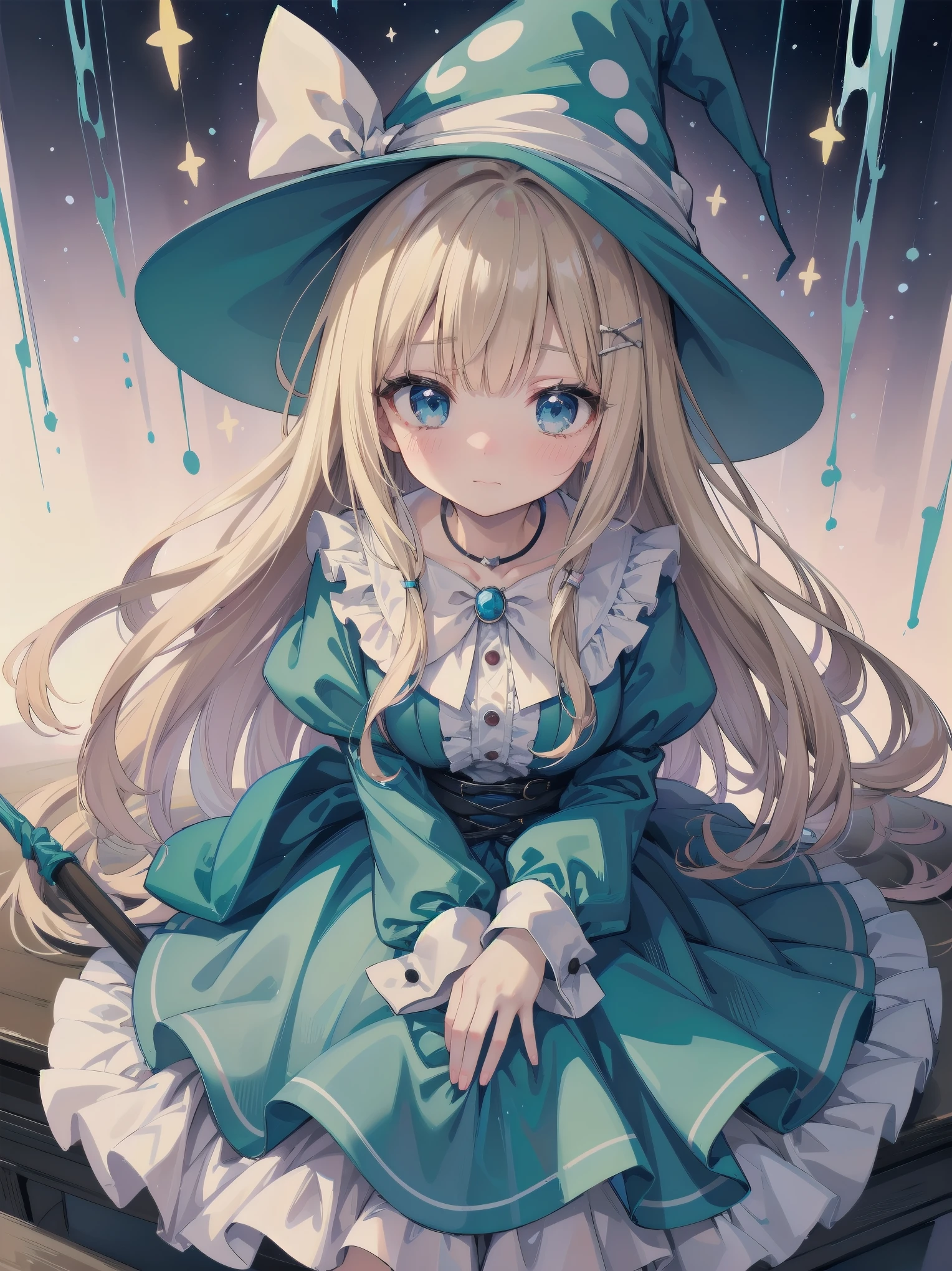 🎶, (🧙♀️), ✡, ✨(hat), , Alice in Wonderland, Alone, very beautiful, cute, adorable, embarrassed, alone, blue eyes, look at viewer, looking up, kawaii tech, pastel colors, kawaii, cute colors, Alice in Wonderland, alone, very beautiful, cute, adorable, embarrassed, alone, blue eyes