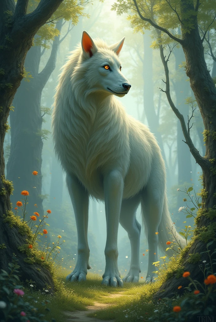 Create an easy drawing with the theme of magical realism where it shows mystery and an animal without human figures