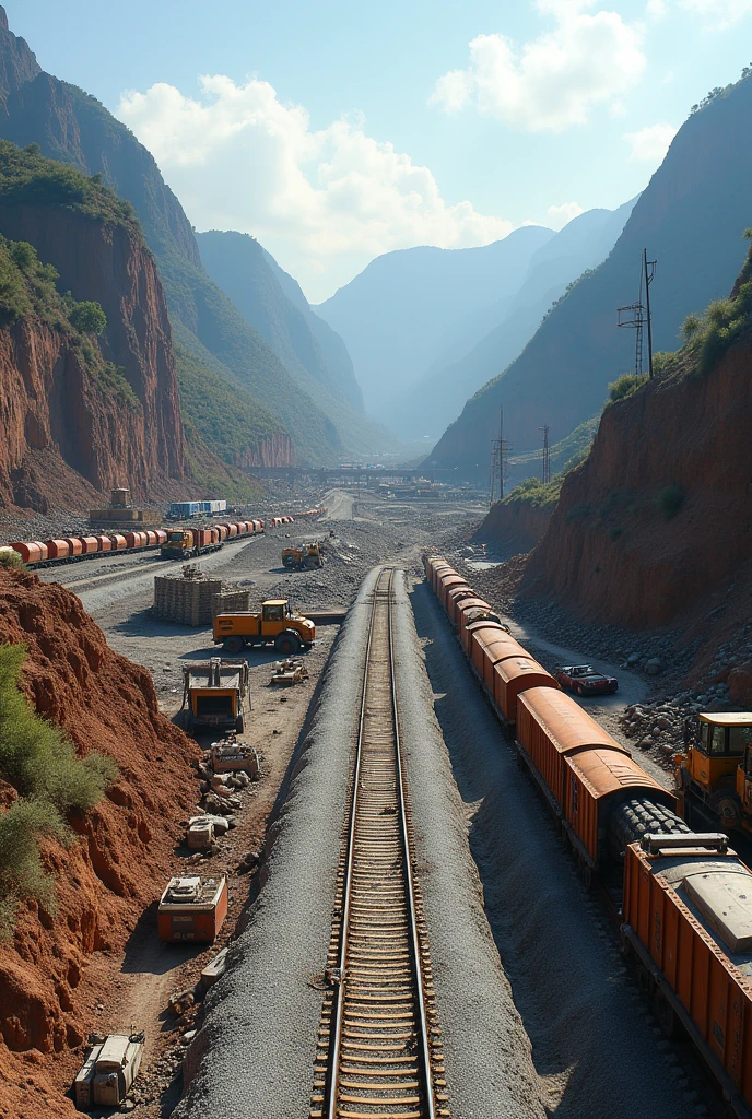 Photograph of railway or port construction (representing economic modernization). in Peru