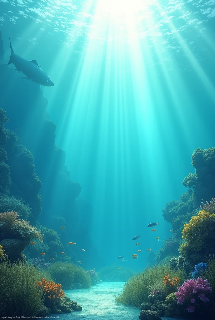 Diffuse background of a blue-green marine ecosystem
