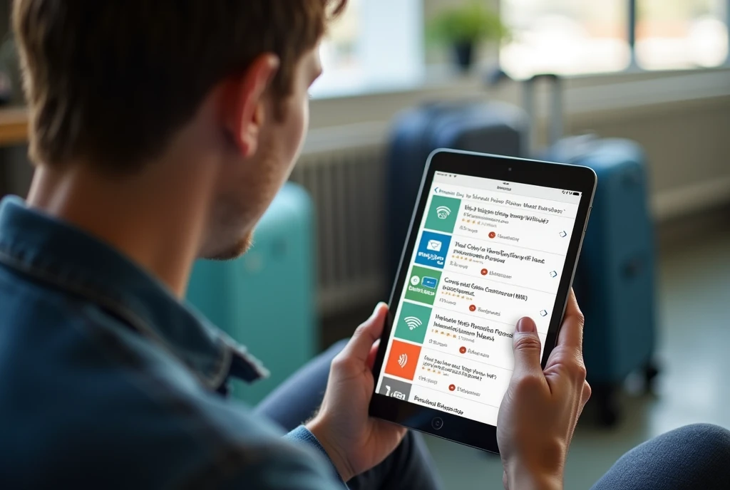 (photorealism:20), Please create a thumbnail of the blog in live action that befits the title "How to Choose the Best WiFi Rental Plan for Your Next Trip"