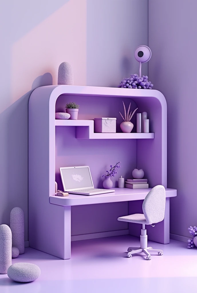 purple shelf with a table that looks like a room to put desktop icons on my pc