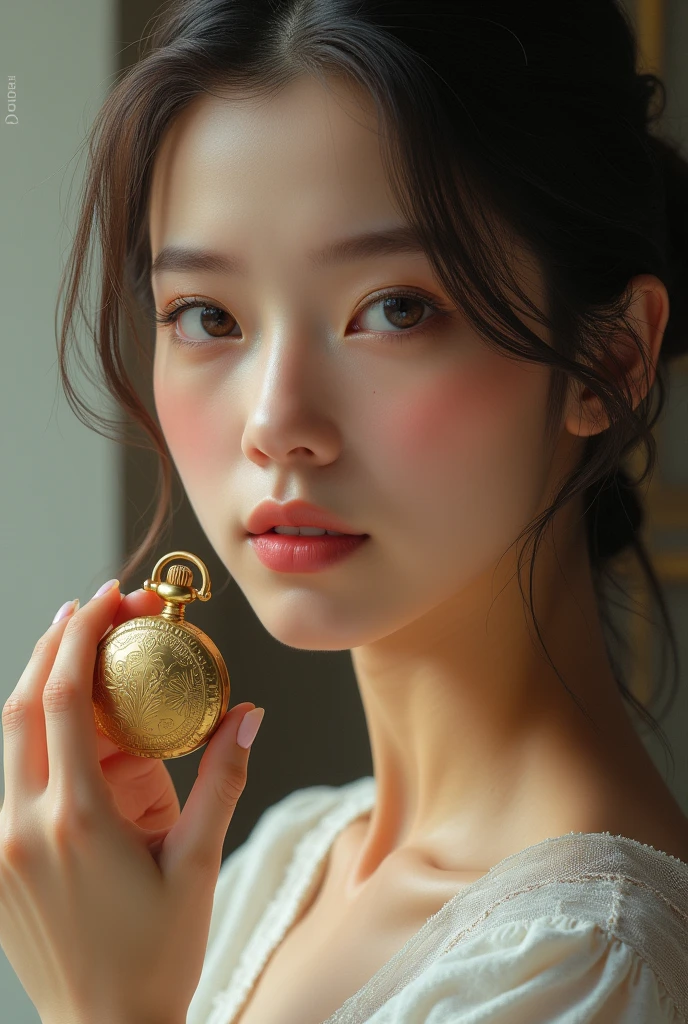 High definition　Reality　beautiful girl　pocket　Gold Metallic