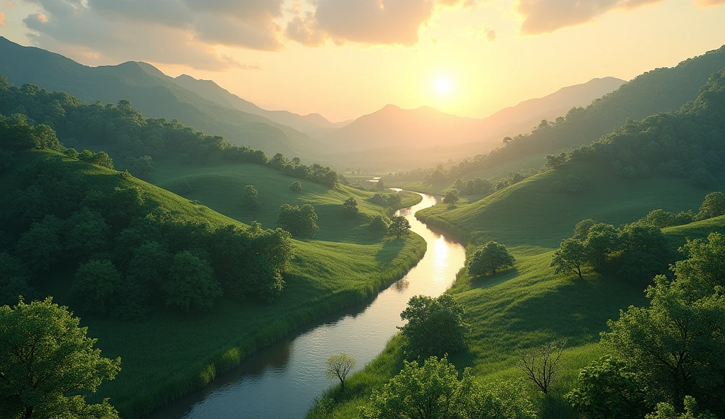 Summer evening in Japan、Natural scenery. Unreal Engine in Depth , Nature of the Japanese countryside、