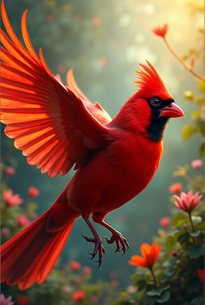 Colorful red bird.