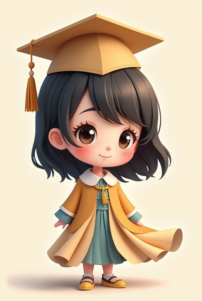 There is a paper doll of a girl wearing a graduation cap and gown., profile photo 1024px, Advanced Digital Chibi Art, Postgraduate, ruan cute vtuber, Beeple and Jeremiah Ketner, papercraft, chibi, style like nendoroid, cute detailed digital art, cute character, sakimichan frank franzzeta