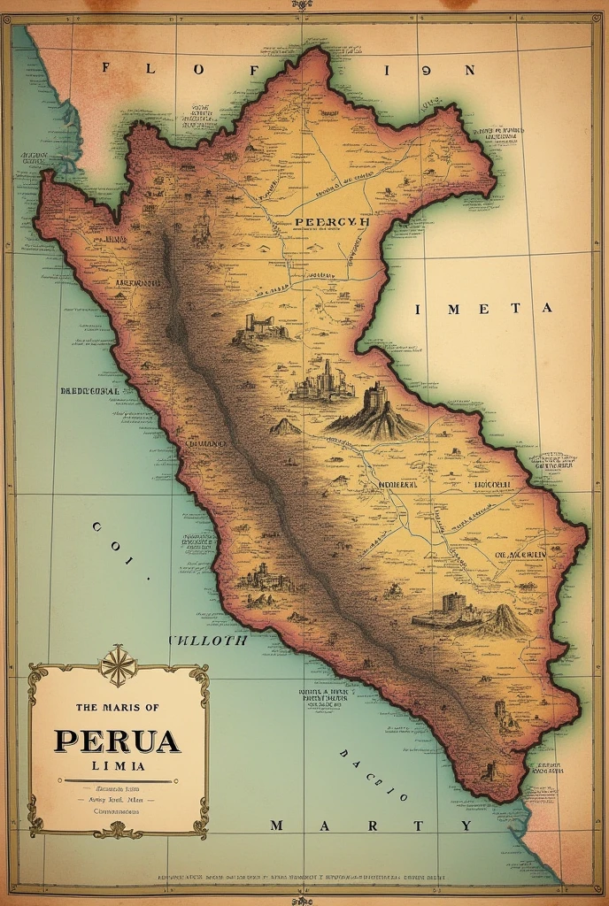 A map of Peru from the late 19th century, highlighting Lima and the main coastal regions.
