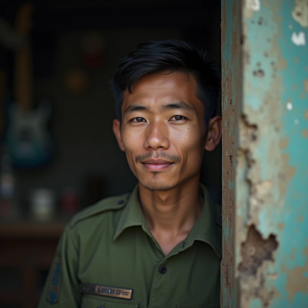**Photographic description of the scene, 20-year-old Asian soldier returning home The soldier is portrayed as a young man who could have followed other paths in life – a musician, a politician or a father – but who ended up being taken by the war. points to the lack of educational opportunities that could have led the young man to a career in politics, where he could have influenced changes or made important decisions. The lack of proper education prevented him from following this path.. the young man had artistic dreams and aspirations, but was prevented by financial limitations. He could have been a musician, expressing your creativity and passion, but this possibility was denied due to lack of resources.