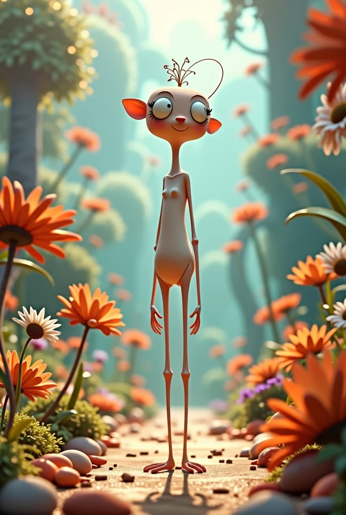 A thin and tall animated character