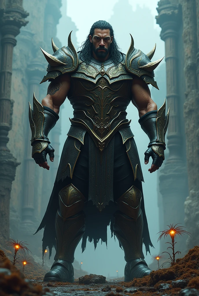 Roman Reigns estilo Elder Rings com uma Manopla