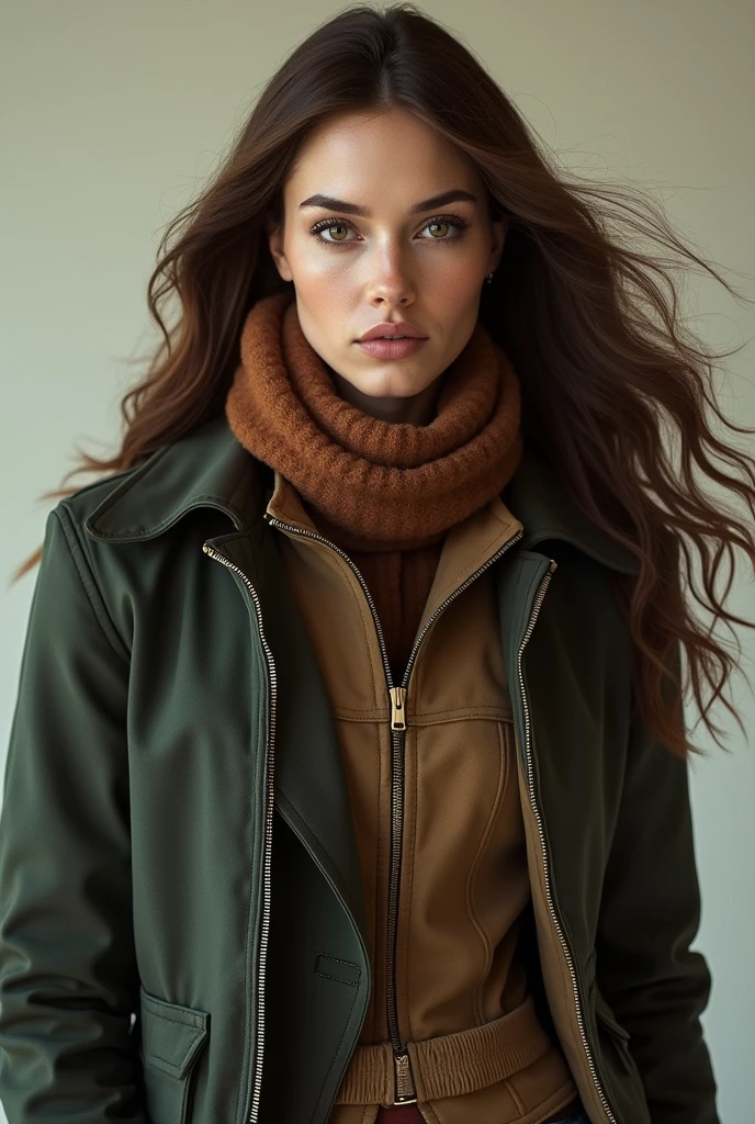 woman brown hair ,3 jackets in 