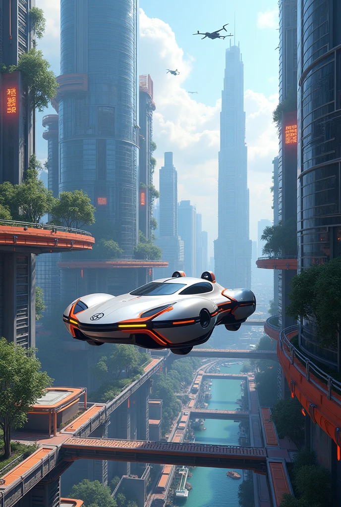 Future city scenery car wallpaper
