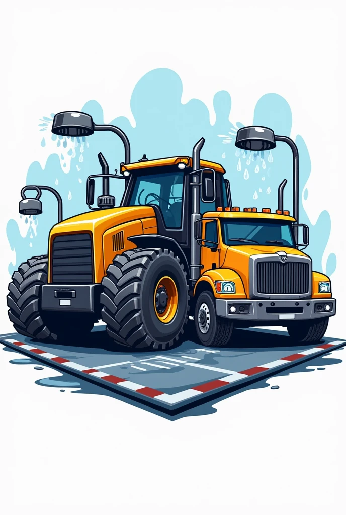 Truck and excavator car wash logo 

