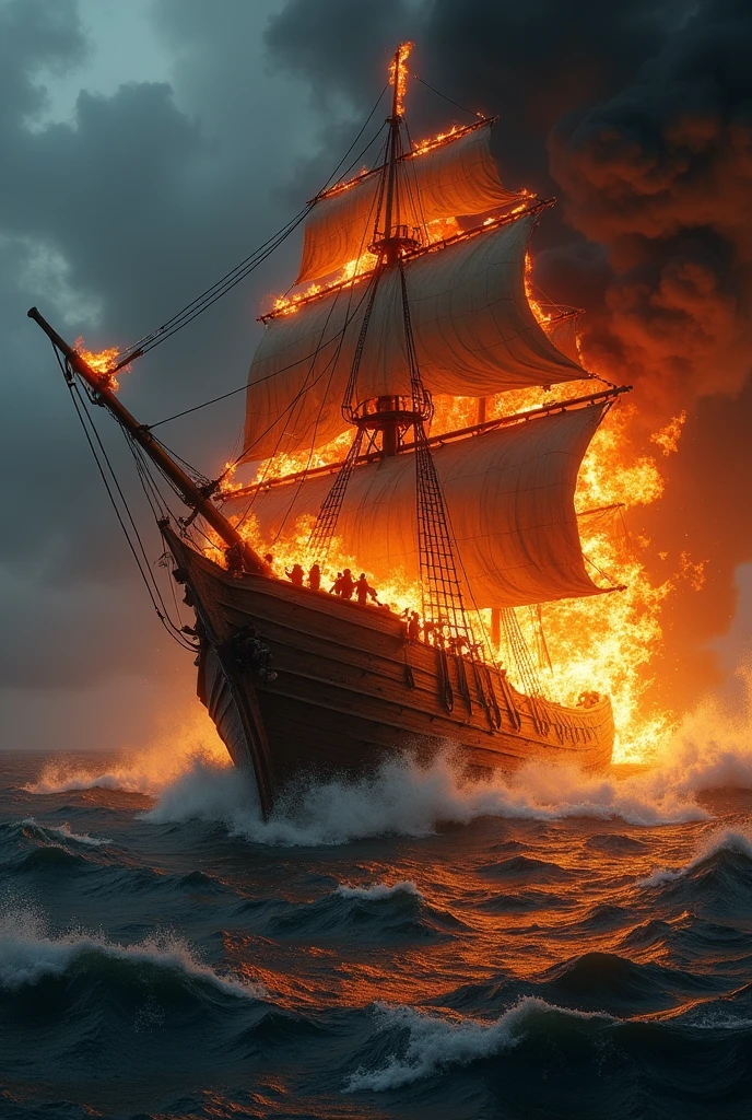 Pirate ship on fire