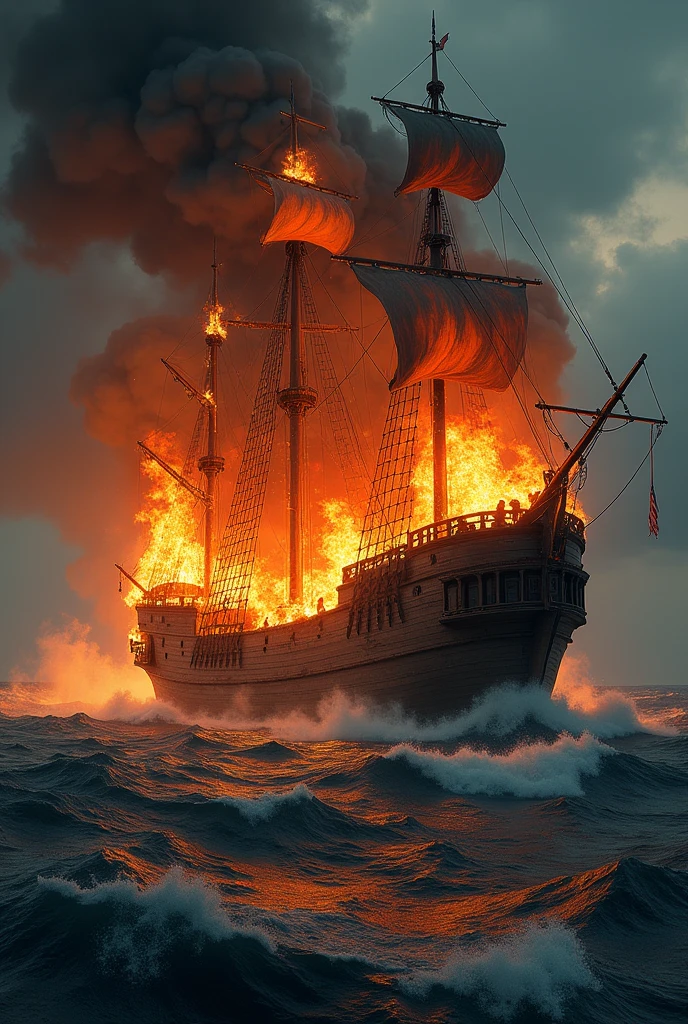 Pirate ship on fire