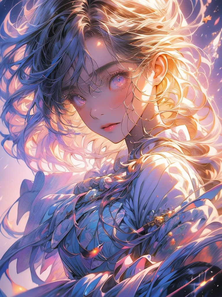 a picture taken from a digital painting of a girl in a dress, an anime drawing by Yuumei, pixiv contest winner, magical realism, beautiful anime artwork, wearing a dress made of stars, beautiful anime art, makoto shinkai cyril rolando, magical dress, anime fantasy artwork, anime fantasy illustration, ethereal anime, dreamlike art