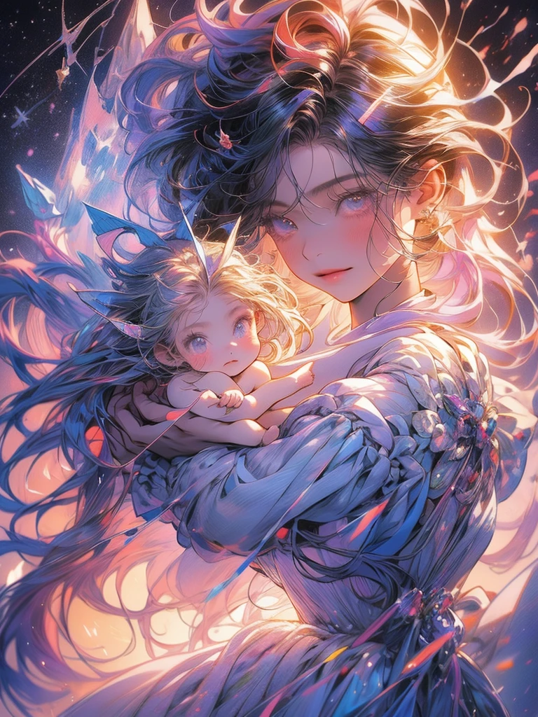 a picture taken from a digital painting of a girl in a dress, an anime drawing by Yuumei, pixiv contest winner, magical realism, beautiful anime artwork, wearing a dress made of stars, beautiful anime art, makoto shinkai cyril rolando, magical dress, anime fantasy artwork, anime fantasy illustration, ethereal anime, dreamlike art