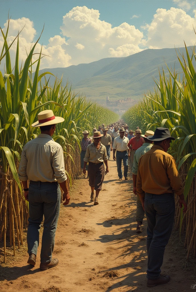 Illustration or photo of a sugar plantation or labor camp to show the export-based economy. in peru 1895 and 1930