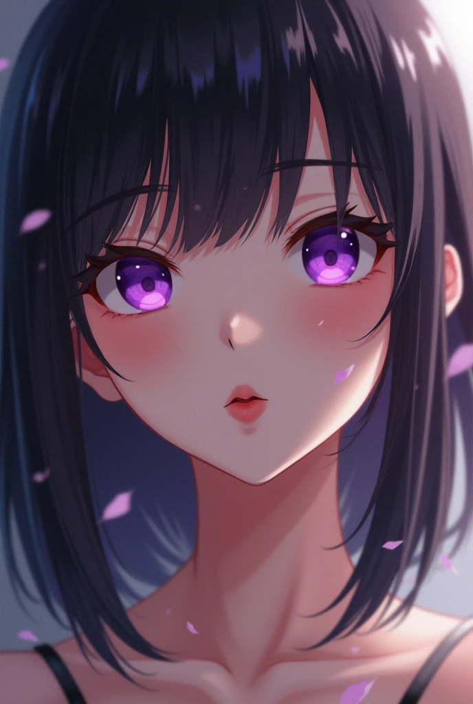 High resolution, Anatomically correct, High detail, Japanese、Textured skin, Purple eyes, pout, Background blur,