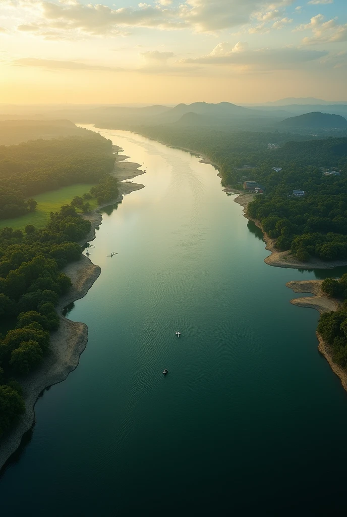 Jamuna river of Bangladesh is extremely huge in width. The word "Jamuna" is written in English . Drone shots