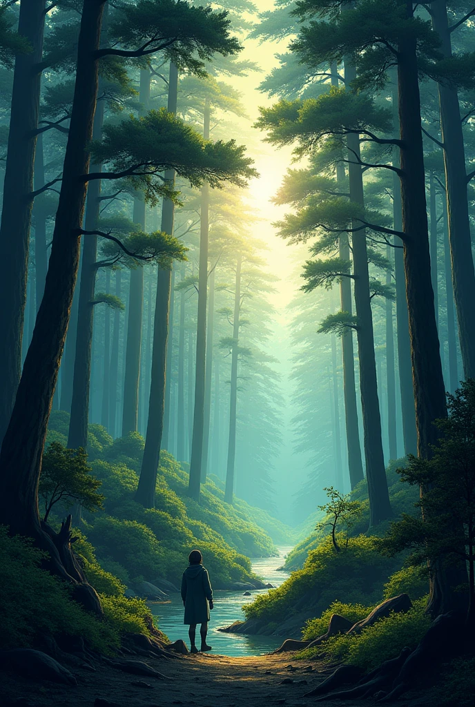 a wallpaper for your PC's home screen, a forest landscape or a city at night