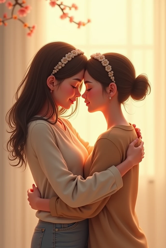 Two people hugging