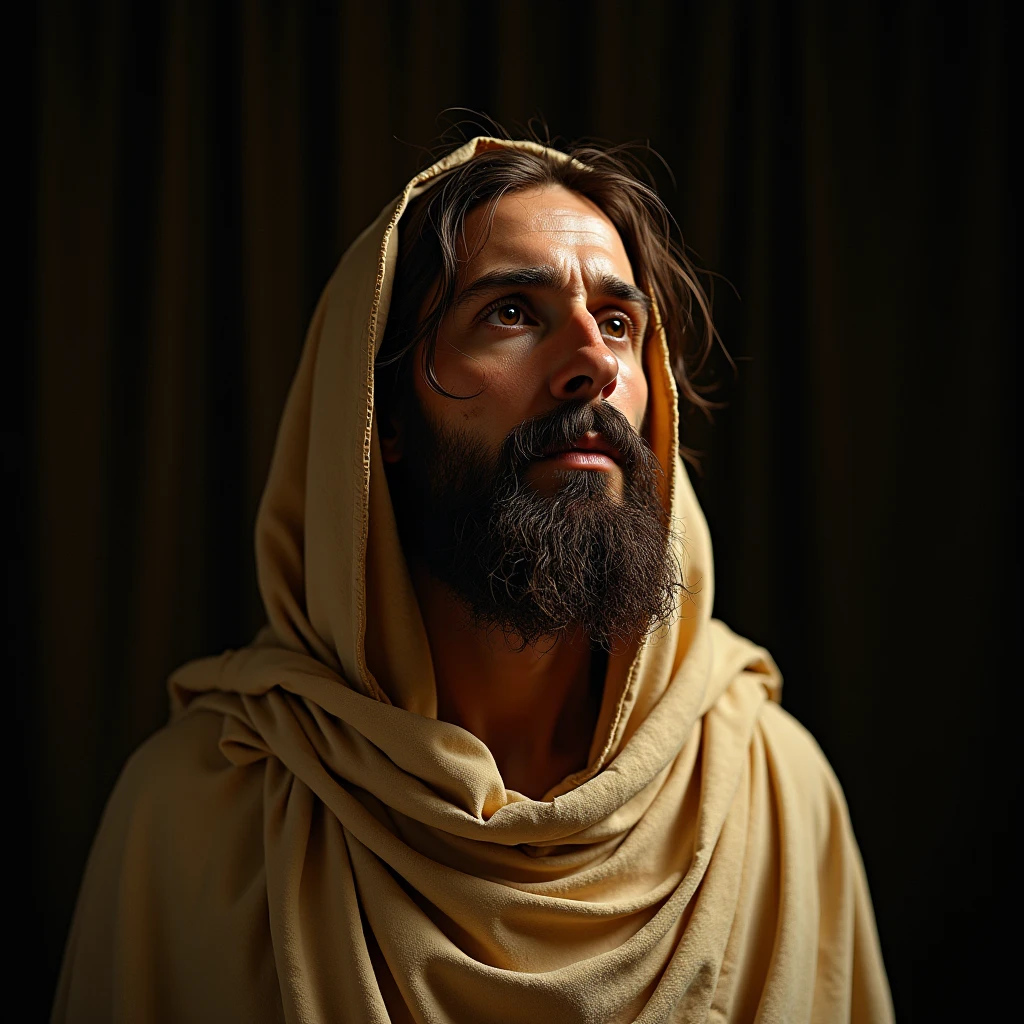 the Shroud of Turin, PRIINTED IMAGE OF JESUS realistic, hyper realistic, high quality, intricate details, accurate representation, beautiful lighting, dramatic shadows, soft colors, cinematic lighting, 8k, masterpiece, photographic realism, realistic textures, realistic folds and creases, realistic fibers and weave, realistic aging and discoloration, realistic imperfections, realistic blood stains, realistic skin tones, realistic hair and beard, dramatic lighting, dramatic shadows, soft lighting, dramatic atmosphere, dramatic scene