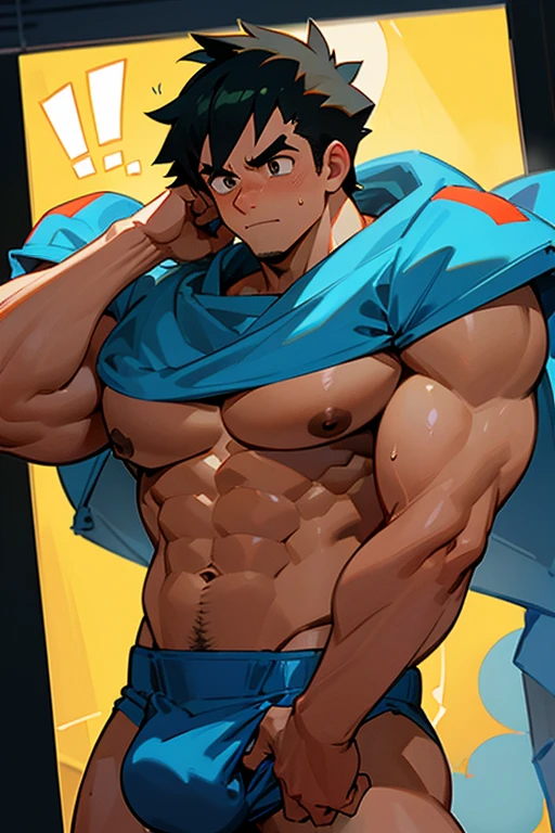 Ash Ketchum from Pokémon anime as a big dumb teenage muscular bodybuilder jock in a locker room flexing and staring blankly with mouth gaping open as his eyes glow under hypnosis as he repeats, "Bigger... Dumber.... Must obey.... More like a jock bro every day.... Yes, Coach. I obey. Huhuhuhuh.... Sweaty brutes must obey.... Sweaty brutes do what you say.... Big ... sweaty ... musky jock bro.... The muscles must grow. The old smarts must go.... Recruit the nerds and watch them grow. Make them like us, ... more big dumb jock bros. Huhuhuh.... We will grow. We will spread. We will make more dumb jocks.... We will grow... We will spread... We will make more dumb jocks.... We will grow. We will spread. We will make more dumb jocks.... Assimilate.... Grow.... Transform.... Become.... Convert.... Be a dumb jock.... All must be jocks. All must obey. Forget, ... conform, ... dumb down, ... and obey.... Just ... like ... me.... " in deep mindless emotionless voice with fellow hypnotized jocks to forget about catching and training Pokémon and focus instead on training his body and obeying his coach. Mouth dropped open. Hyper swollen bulging crotch. Hyper muscles. Toned muscles. 5% body fat. Steam rising from armpits and shoulders. Big biceps. Big triceps. Broad shoulders. Big traps. Big lats. Big meaty pecs. Massive deltoids. Six-pack abs. Spherical glutes. Brainwashing. Hypnosis. Hypnotized. Bro. IQ drain. Dumber and dumber. Meathead. Musclehead. Mindless. Hypno. Mind control. Brain drain. Entranced. Brute. Brutification. Brain drain. brainwashed. brainwash. Meathead jock bro assimilation. Mindless. Brainless. Empty stare. Hairy pecs. Hairy armpits. Treasure trail.