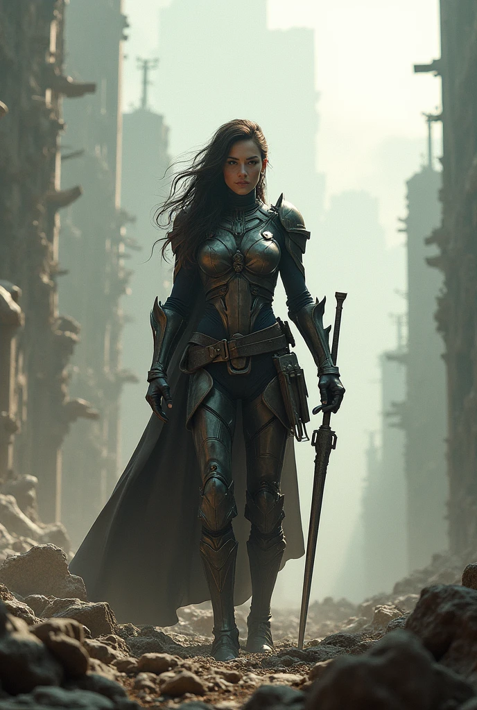 Female warrior in a world destroyed by extraterrestrial creatures.