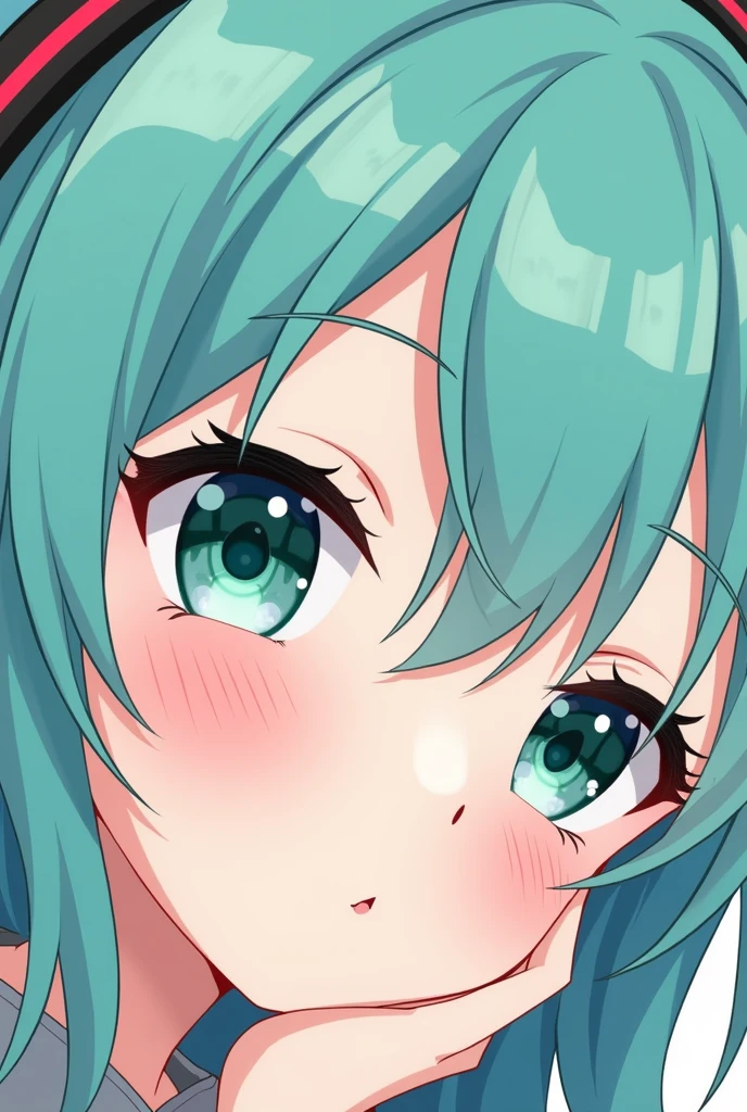 Hatsune Miku kissing face In two dimensions