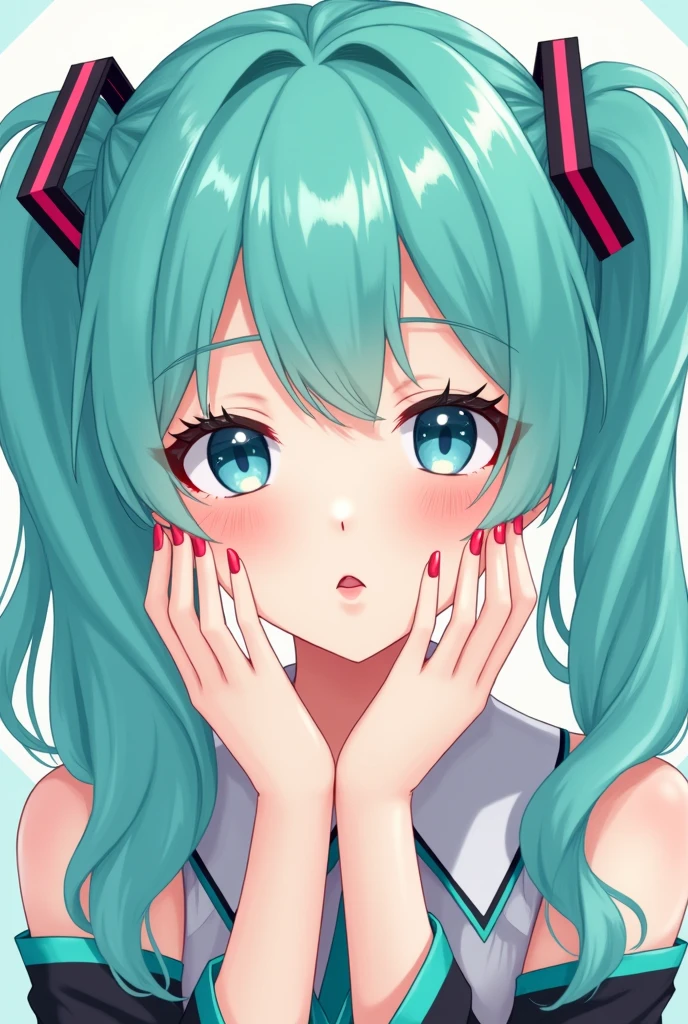 Hatsune Miku kissing face　In two dimensions