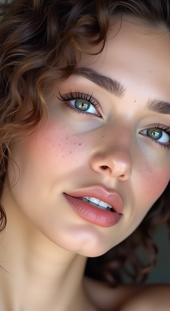 A beautiful naked Brazilian woman, extremely detailed face, beautiful detailed eyes, beautiful detailed lips, long eyelashes, curly hair, fair skin, elegant pose, natural lighting, cinematic, dramatic, photorealistic, 8k, high quality