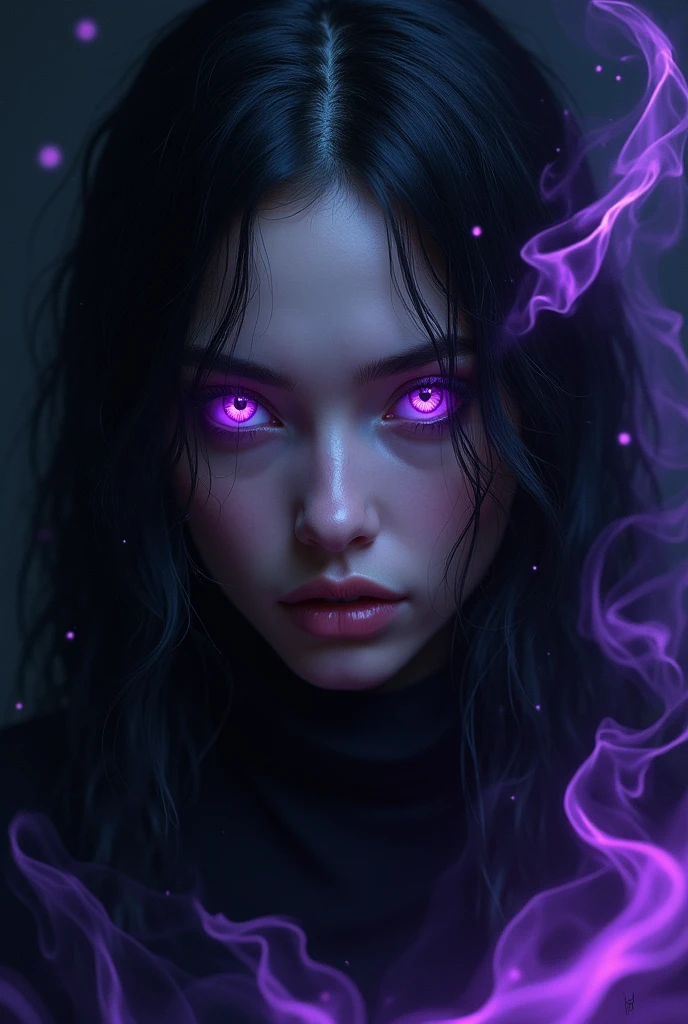 Female purple eyes with black flames