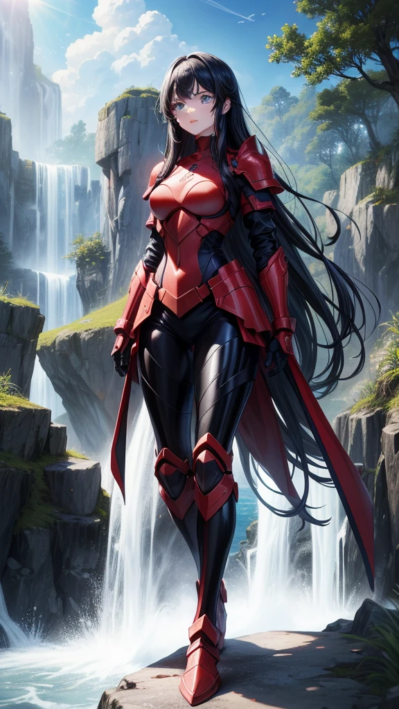 アニメ,{red full body armor 1.6 detailed}, 1 girl, {face perfect}, {long black hair}, {blue colored eyes}, {asymmetrical eyes}, {perfect nose}, {red lips}, {full body 5.0}, {walking in a waterfall}
{8k image}, {128k ultra resolution}, {ultra quality 128k}, {128k high quality sharpness}
