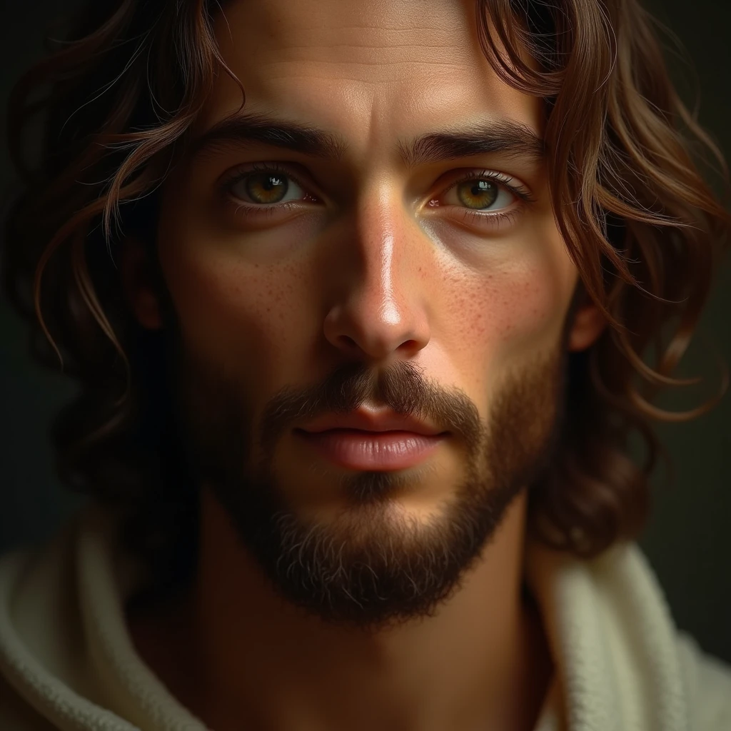 {[full bodyof jesus]], beautiful detailed eyes, beautiful detailed lips, extremely detailed face, long eyelashes, religious, spiritual, serene expression, divine light, heavenly glow, glowing aura, cinematic lighting, dramatic lighting, chiaroscuro, renaissance style, oil painting, detailed brushstrokes, highly realistic, photorealistic, 8k, best quality, masterpiece