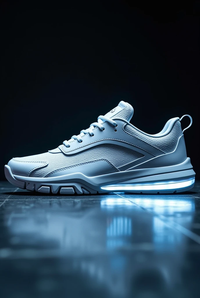 tennis (footwear) sporty and futuristic with an adventurous and technological design and featuring flashy white LEDs
