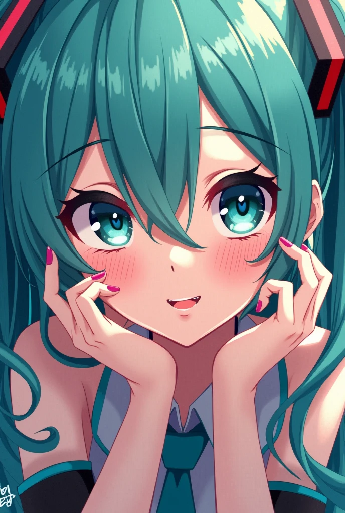 Hatsune Miku looks at me and smiles erotically 2D