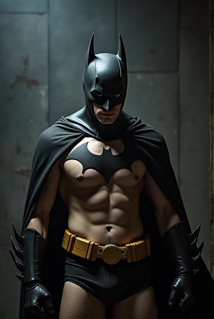 batman all naked jerking off his big and long cock and cum