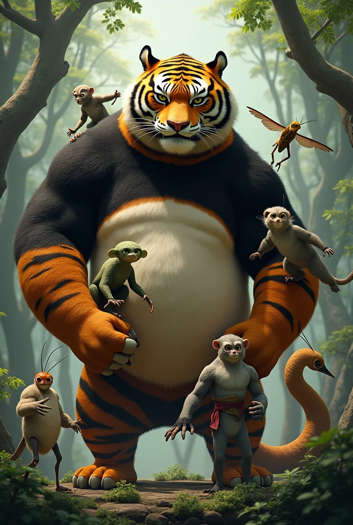 The furious five from Kung Fu Panda but more realistic, tigress, mono, SNAKE, mantis and crane