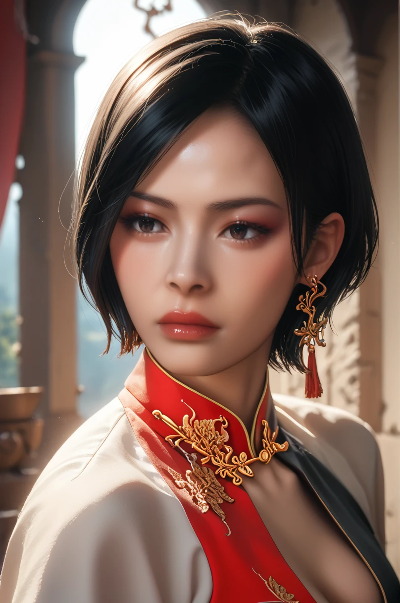 score_9, score_8_up, score_7_up,score_6_up,high resolution,adw,1girl,solo,source_anime,full body,in a castle,chinese clothes, close up,short hair,black hair,realistic skin,volumetric lighting,rim lighting,dof,