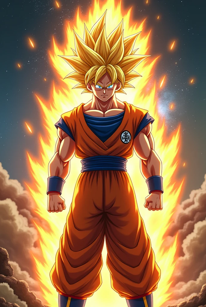 (GENERATE A HIGH RESOLUTION IMAGE OF GOKU SAYAYIN PHASE 4)
