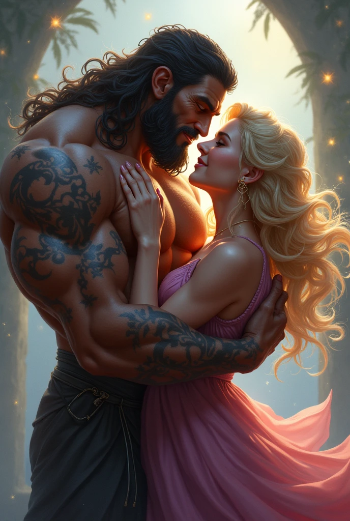 I want to generate an image of Sylas from League of Legends and Seraphine from League of Legends where they are hugging each other.