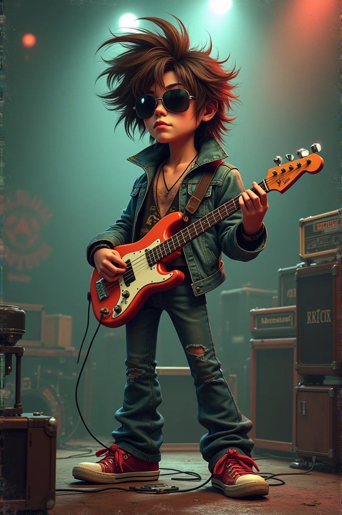 Le personnage de dessin animé lofi comme Un grand star du rock 